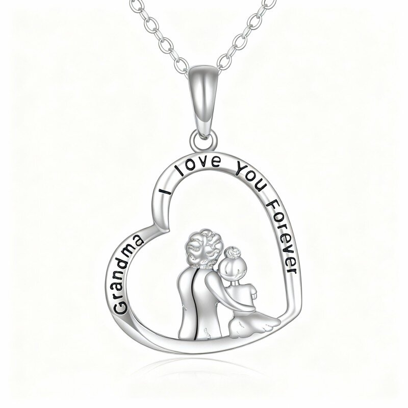 10K White Gold Grandmother Pendant Necklace-20