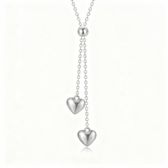 9K White Gold Heart Adjustable Y Necklace