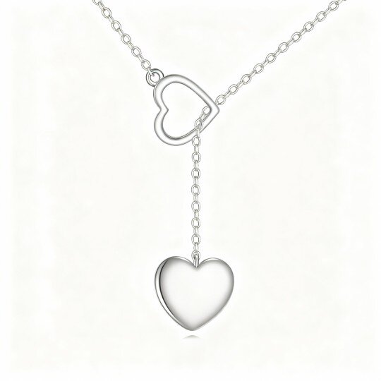 10K White Gold Heart Adjustable Y Necklace