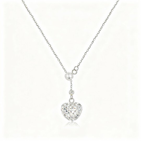 10K White Gold Heart Adjustable Y Necklace