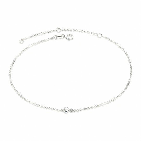 Pulsera de cadena con forma de corazón de oro blanco de 10 quilates