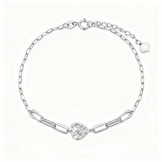 10K White Gold Heart Charm Bracelet