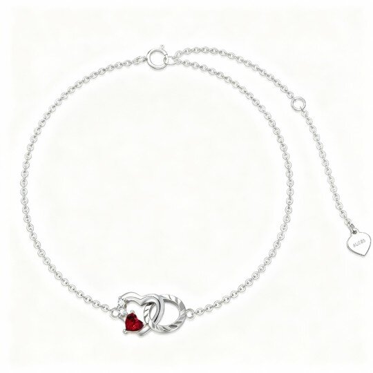10K White Gold Cubic Zirconia Heart Charm Bracelet