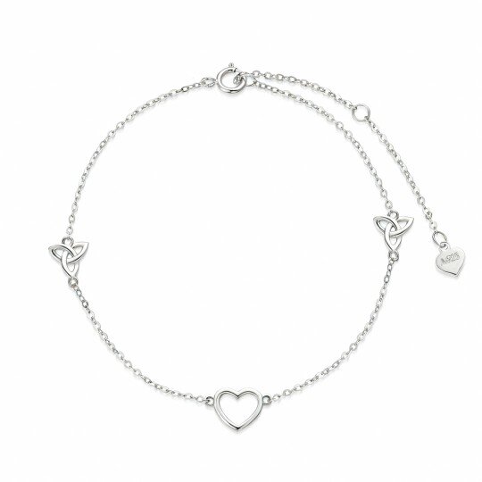 10K White Gold Heart Charm Bracelet