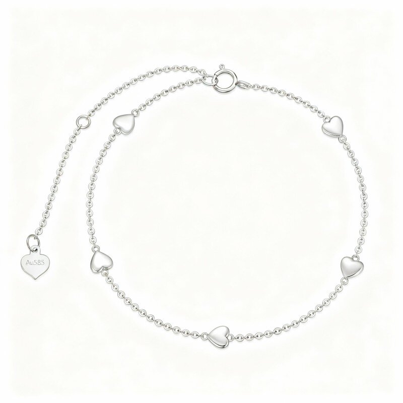 Bracelet à breloques en forme de cœur en or blanc 10 carats-14