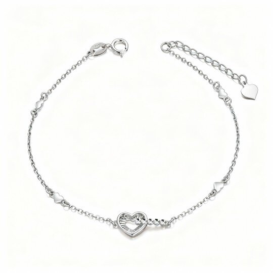 10K White Gold Heart Charm Bracelet