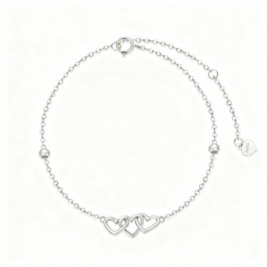 Pulseira em ouro branco 10K com pendente coração