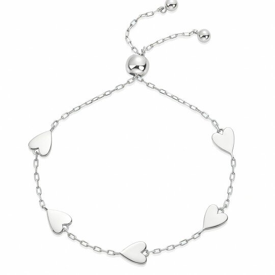 10K White Gold Heart Charm Bracelet