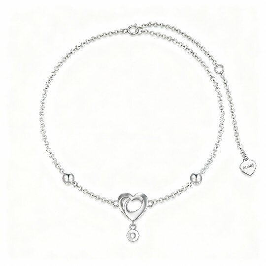 10K White Gold Heart Charm Bracelet