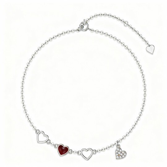 Pulsera con dije de corazón de ágata tallada en oro blanco de 10 quilates