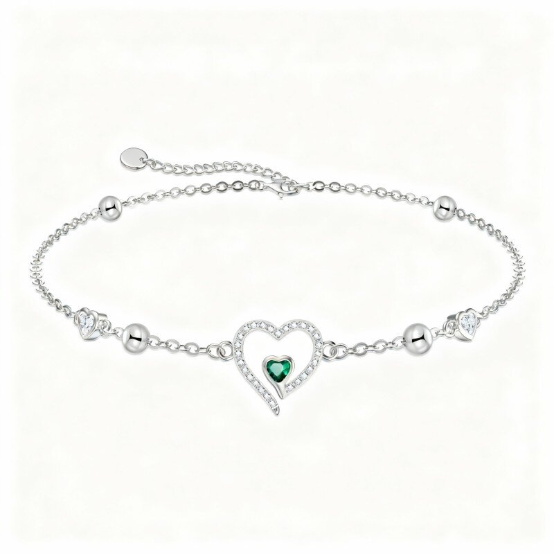 Armband met hartvormige zirkonia van 14 karaat witgoud-1