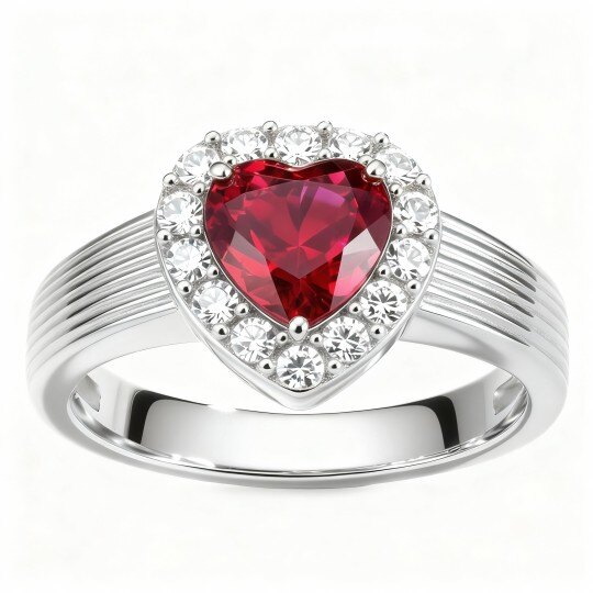 10K White Gold Heart Cut Engagement Ring
