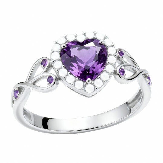 Anillo de compromiso de oro blanco de 10 quilates con corte de corazón