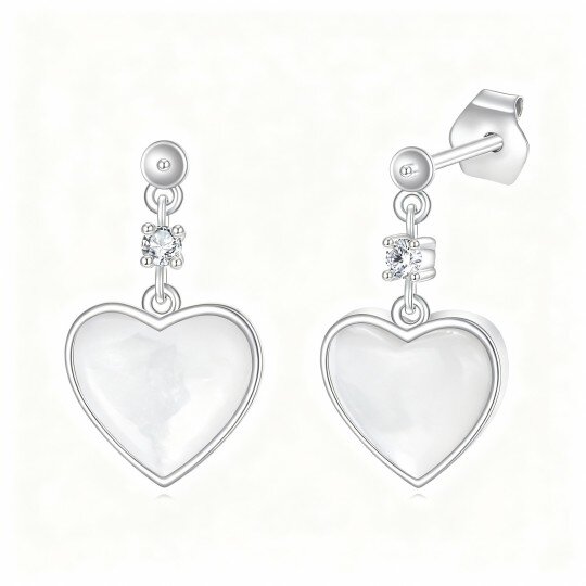 Kolczyki z masy perłowej w kształcie serca z białego złota 10K