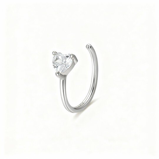 10K White Gold Heart Cut Opal Nose Ring