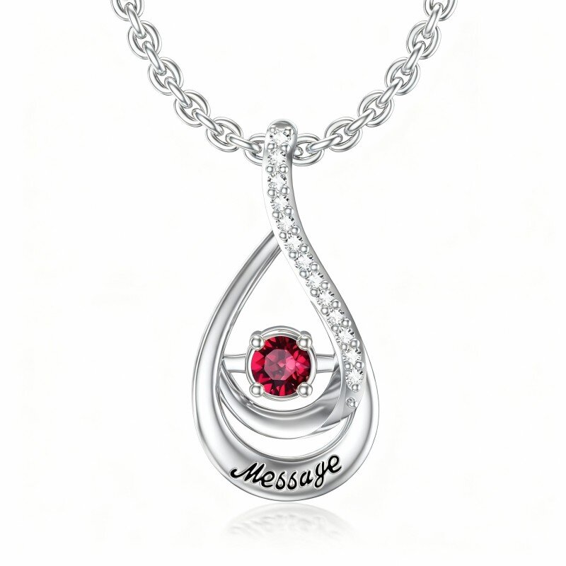 10K witgouden hartvormige zirkonia gepersonaliseerde geboortesteen hanger ketting-1