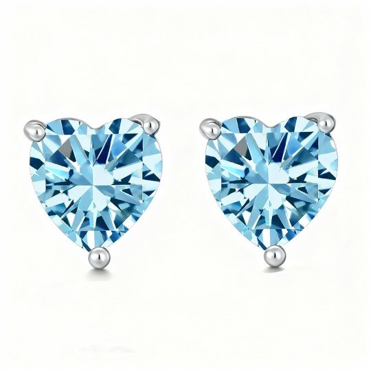 10K White Gold Heart Cut Topaz Stud Earrings
