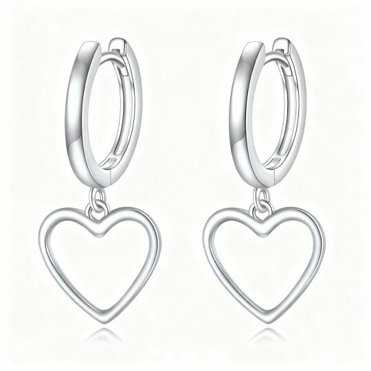 Brincos coração em ouro branco 10K