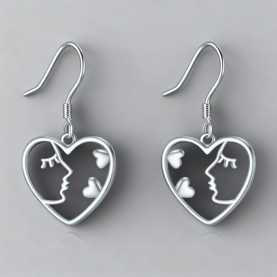 10Kホワイトゴールド ハートドロップイヤリング