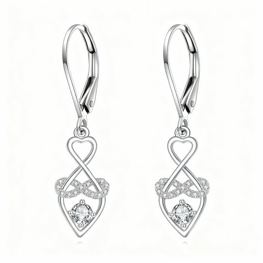 10Kホワイトゴールド キュービックジルコニア ハートドロップピアス