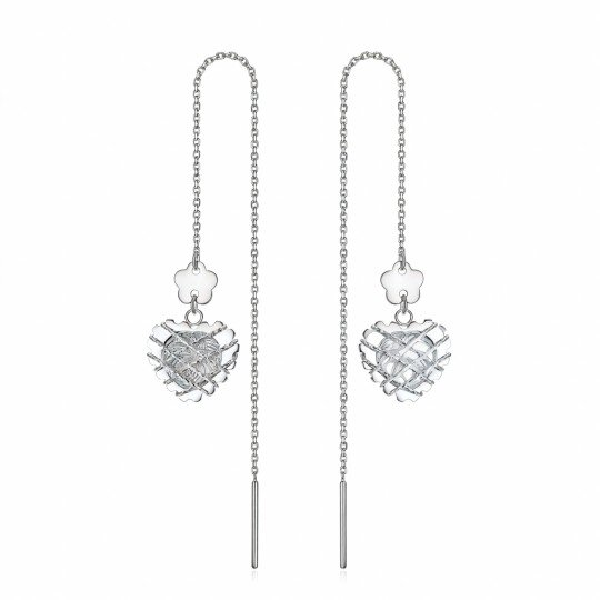 10K White Gold Heart Drop Earrings