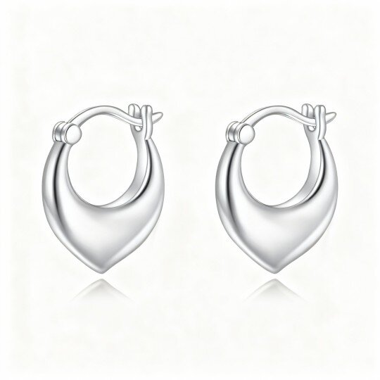 10K White Gold Heart Hoop Earrings