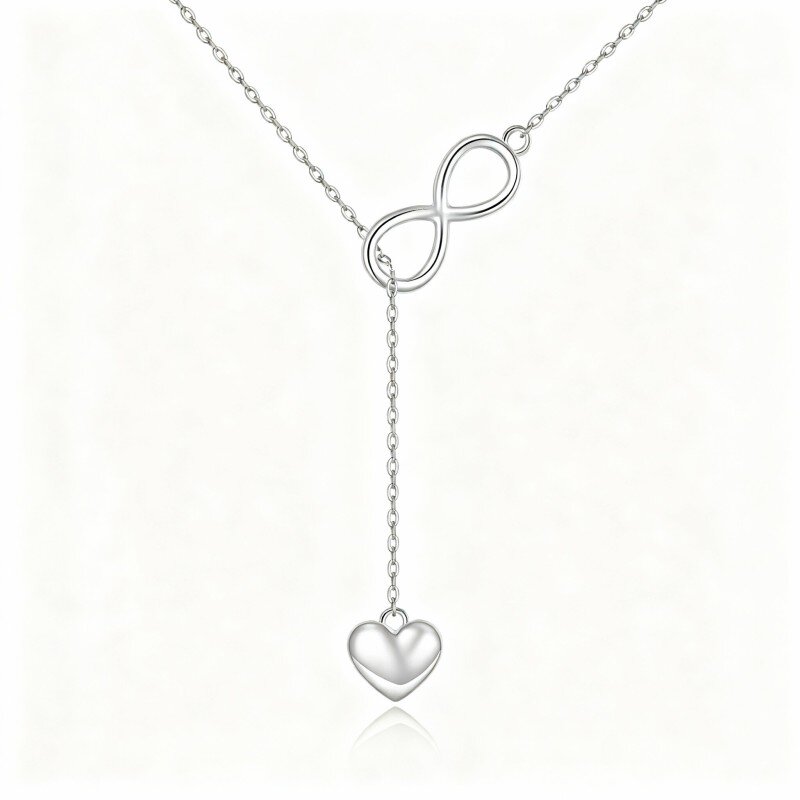 10K White Gold Heart & Infinity Symbol Adjustable Y Necklace-13