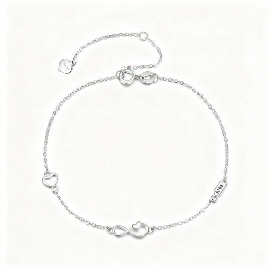 10K White Gold Heart & Infinity Symbol Charm Bracelet