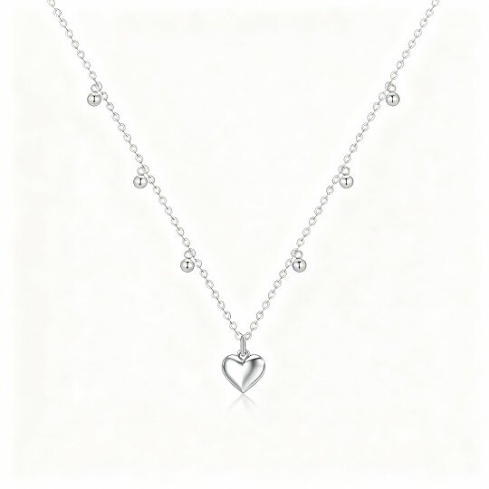 10K White Gold Heart Metal Choker Necklace