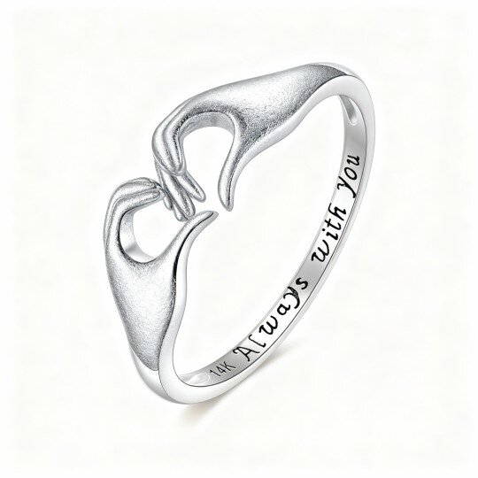 10K White Gold Heart Open Ring