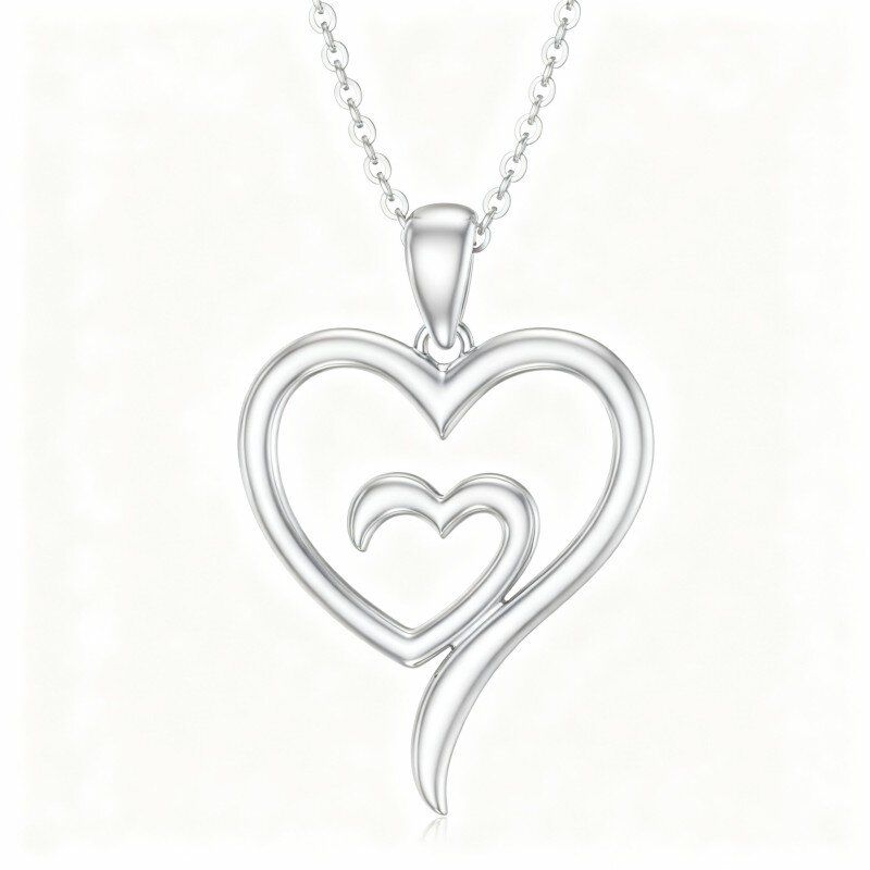 Colar com pendente coração em ouro branco 10K-15