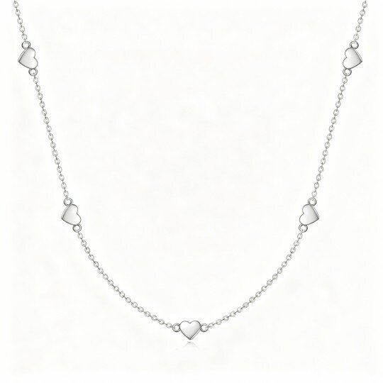 Colar com pendente coração em ouro branco 10K