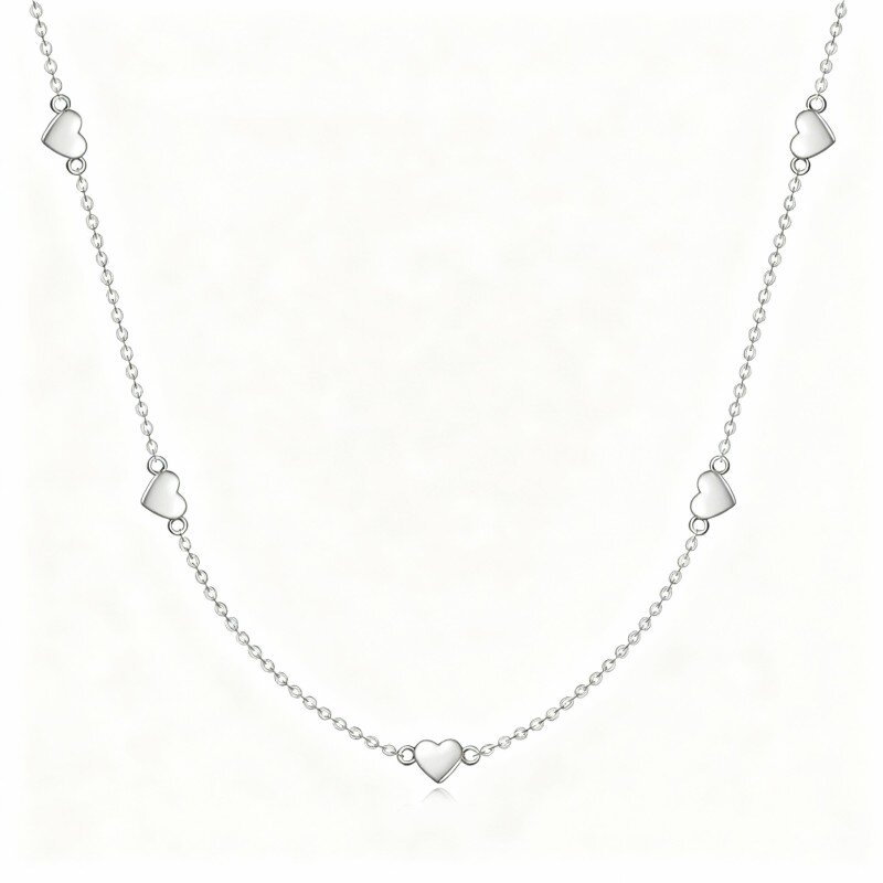 Collana con ciondolo a forma di cuore in oro bianco 10K-17