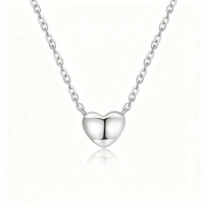 18K White Gold Heart Pendant Necklace-1