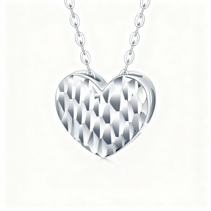 Collier pendentif cœur en or blanc 10 carats-17