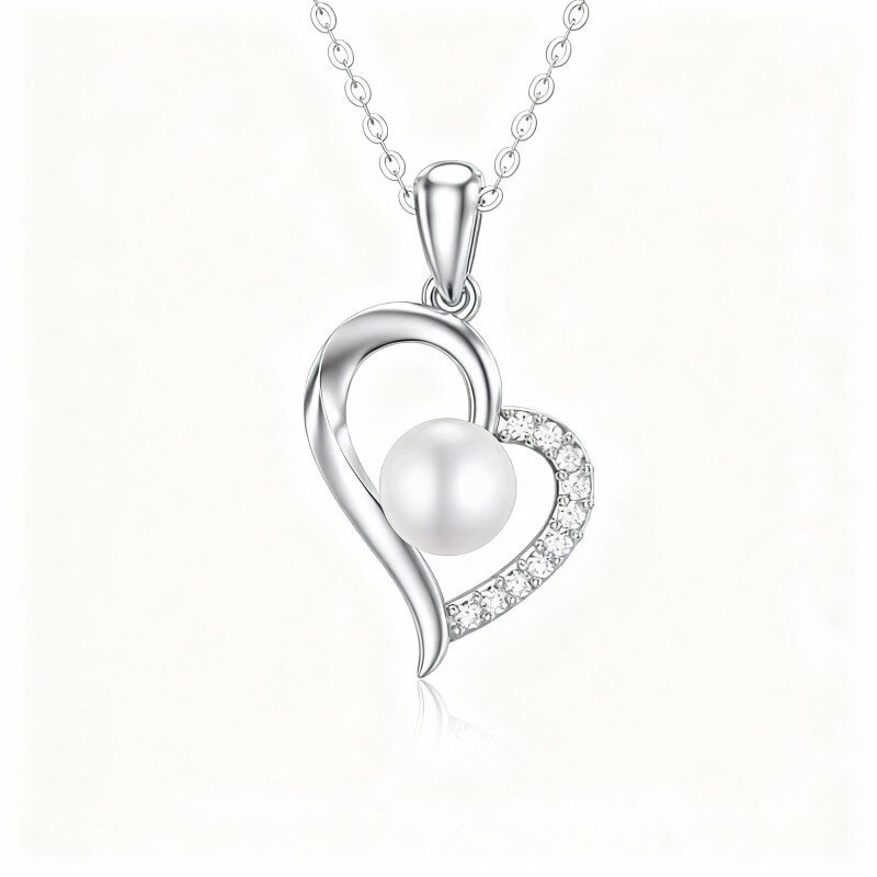 9K White Gold Heart Pendant Necklace-8