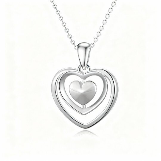 10K White Gold Heart Pendant Necklace
