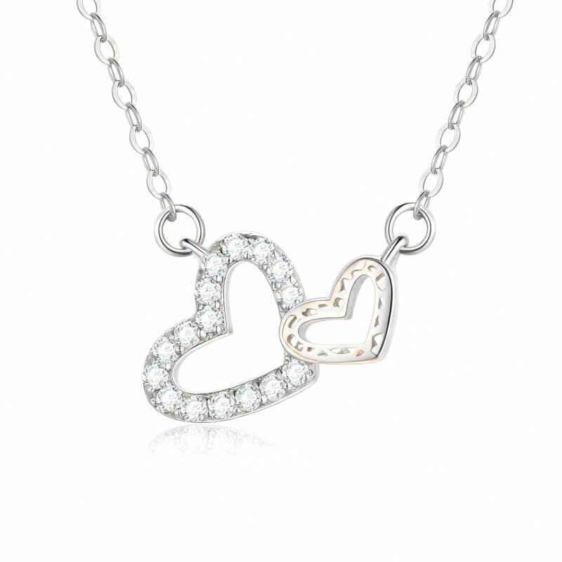 Collana con ciondolo a forma di cuore in oro bianco 10K-18