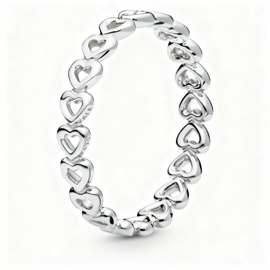 Anel coração em ouro branco 10K