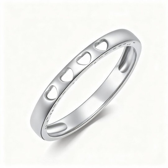 10K White Gold Heart Ring with Engraved Word