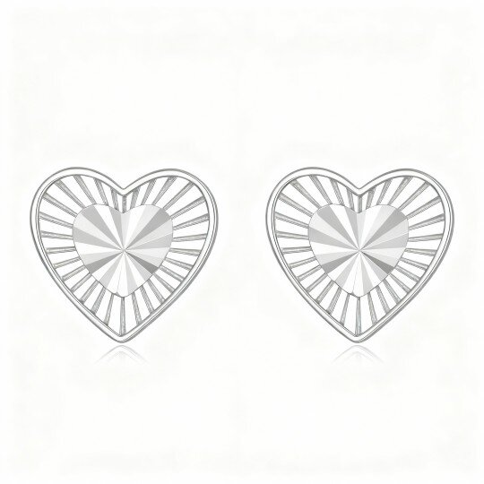 10K White Gold Heart Stud Earrings