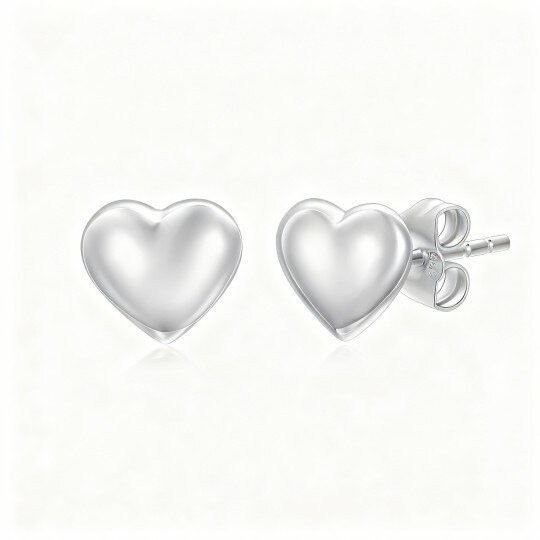 10K White Gold Heart Stud Earrings