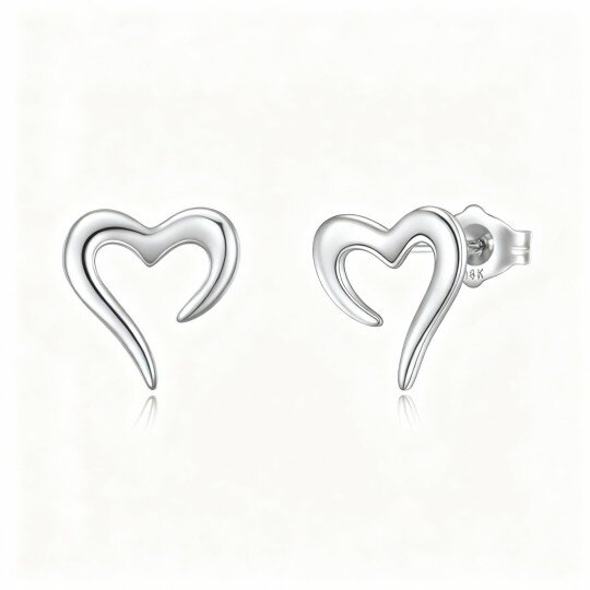 Herzohrstecker aus 10-karätigem Weißgold
