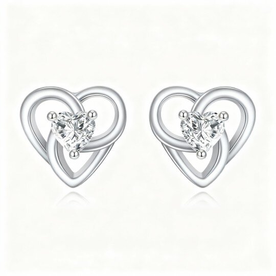 Herzohrstecker aus 10-karätigem Weißgold mit Zirkonia
