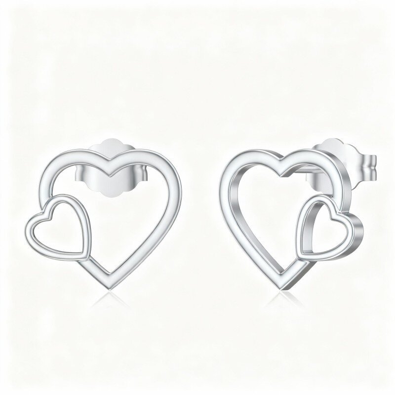 10K witgouden hartvormige oorbellen-14