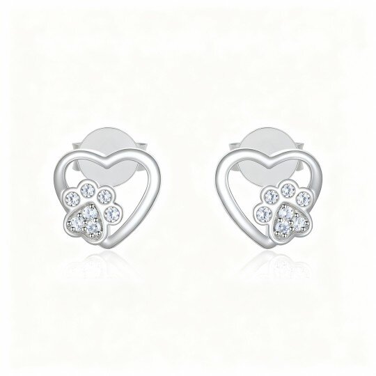 Herzohrstecker aus 10-karätigem Weißgold mit Zirkonia