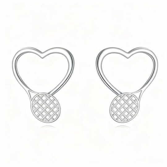 Ohrstecker aus 10-karätigem Weißgold in Herz- und Tennisschlägerform