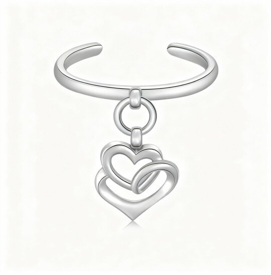 10K White Gold Heart Toe Ring