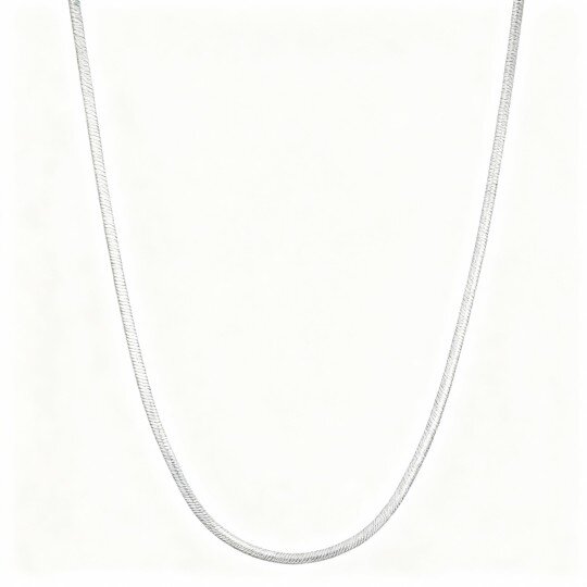 Colar com corrente espinha de peixe em ouro branco 10K