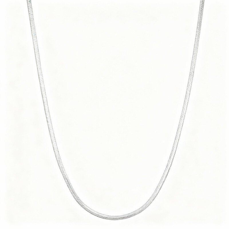 Collier en platine avec chaîne à chevrons plaquée or blanc-1